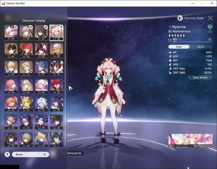 Asia|TL 64|6 Limited|[Evernight,Hyacine]+Sign,Dante,Sparkle,Ruan Mei,Archer|Mc Female|Amphoreus|Take Mail|Check SS(HSR6247)