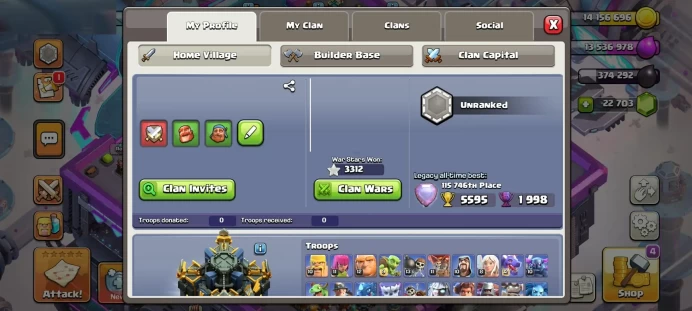 TH17 22703 GEMS - MAX WALLS - MAX EQUIPMENT EPIC - 3312 WAR STARS - LOTS OF MAGIC ITEMS HERO SKIN TH 17