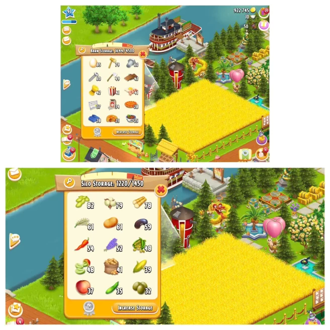 HD121 |  Level 91 |  Barn Storage 4500 | Silo Storage 1450 | Coins 900K+ | Diamonds 10 |  Android & iOS -- Instant Delivery.
