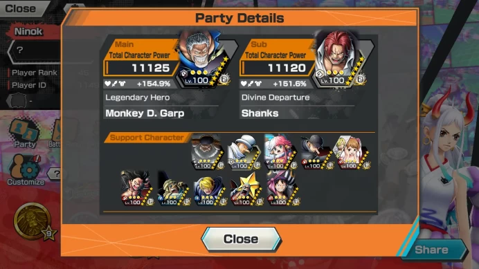 OPBR596 | 300 Chars - 48 Hyper Boost - 15 EX - 9 EX Max - Full EX Max Boost LV2 - 53K Party Power - Great Medal - 17K High Score