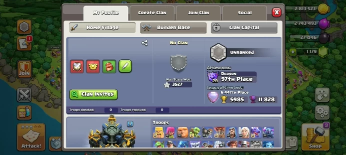 GLOBAL TOP RANK - 35 EXCLUSIVE HERO SKIN - 3527 WAR STARS - FREE NAME - EQUIPMENT EPIC - GEMS