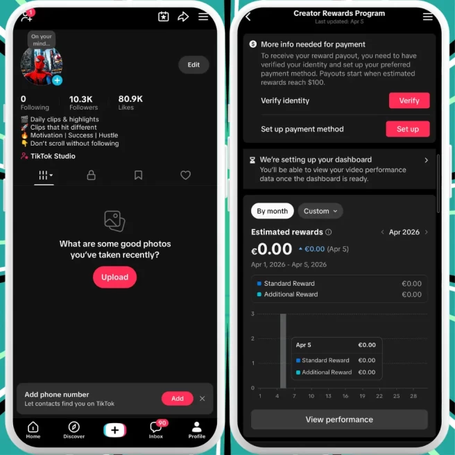 [FRANCE] Fully Monetized Creator Rewards Program Account – 10K Real Followers & 80K Likes | Instant Earnings, Full Access & Good Standing