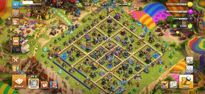 townhall 18 level 187 with 6700 gems 1633 league with lifetime waranty