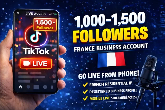 1# FR TikTok Business | France Region | 1K-1.5K Followers | LIVE Phone Ready | Link in Bio | Full Email Access