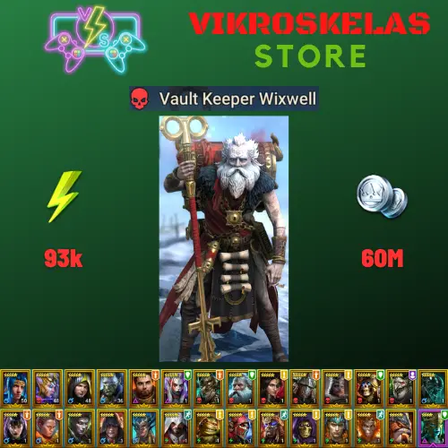 Starter acc with Wixwell : 93k energy / 60 mln coins / Balar, Timit, Konstantin, Arix, Ninja + 20 Login Legendaries / Nagis