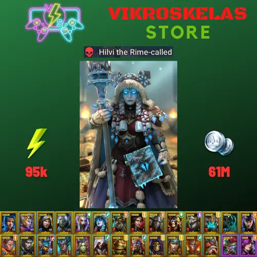 Starter acc with Hilvi : 95k energy / 61 mln coins / Kreela, Roxam, Bystophus, Arix, Ninja + 20 Login Legendaries / Daithi