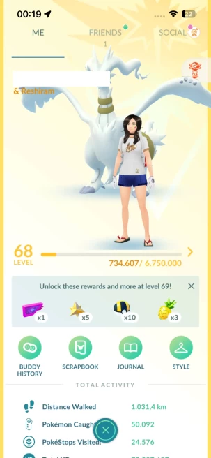 Level 68, 2 Legendary IV100, 127 Shiny, 75 Legendary, 133 IV 100, 12 Shiny Legendary