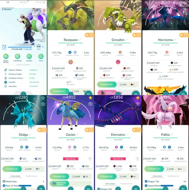 2079 Level 72 Shiny Mega Rayquaza Shiny Shadow Mewtwo Shiny Rayquaza