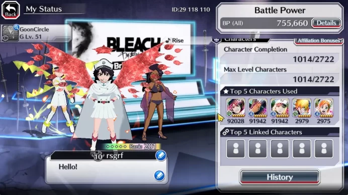 [GLOBAL]53K Orb|TYBW26[Bambieta,Liltoto],Rukia 10th Anniv,Aizen Renewd,Duo Crescent,Etc|6,4K AccTic|CE ON|Klab ID(BBS2518)