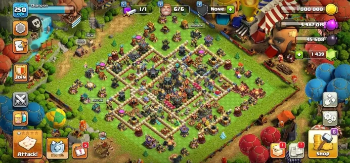 TH 17 Almost Max, 3 Equipment Epic, Defense Max, Troops Max, Hero Max, 1 Map Skin, Builder Hall Full Max, Magic Items