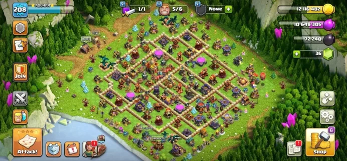 TH 16 Max, 3 Equipment Epic, Wall Full Max, Defense Max, Hero Max, 8 Hero Skin, Magic Items