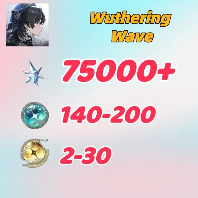 Asia///Astrite：75000+|Lustrous Tide：140-200|Radiant Tide：2-30|1-10 weapons|Microsoft Mailbox/Email|safe and stable|Wuthering Waves
