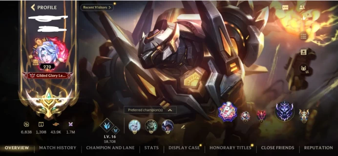 [318][Android&İos][EU]Diamond+252Skin+Prestige Select Battle Bunny Miss Fortune , Mecha Volibear Exquisite Edition , Fiend Queller Varus Mythic 