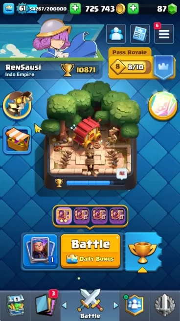 Lv 61|Trophy 10871|KTL 15|Limit Skin|Total Card 121& 4Max LV|3 Hero 12 EVO 8 Champ 21 Legend 33 Epic|2 WildShard|TakeMail|CR1682