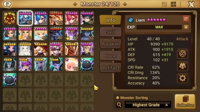 GLOBAL Lv54|Starter|2 LD Manannan + Limited Nobara|7 Total NB5(Barbara,Coco,Alicia,Liam,Etc)+17 6*Monster|Hive|SWR1139