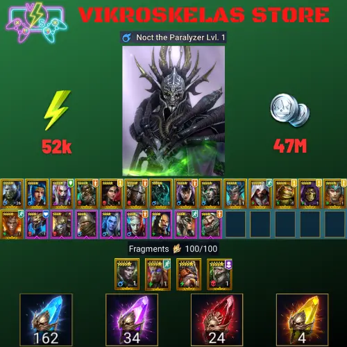Starter with Noct + Shards : 162 Ancient, 34 Void, 24 Primal, 4 Sacred | Ninja + 17 Login Legendary | Mine max