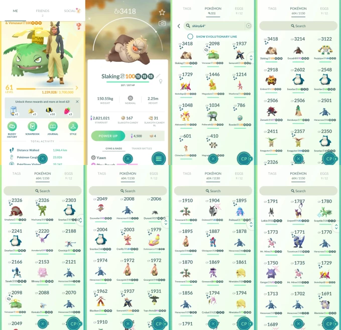 AC1278 -lv 61 Instinct | x3 3000CP | x29 2000CP | x9 Legendary | x11 SHUNDO | x75 shiny | x17 100IV | shundo Slaking Venusaur Alakazam Skeledirg