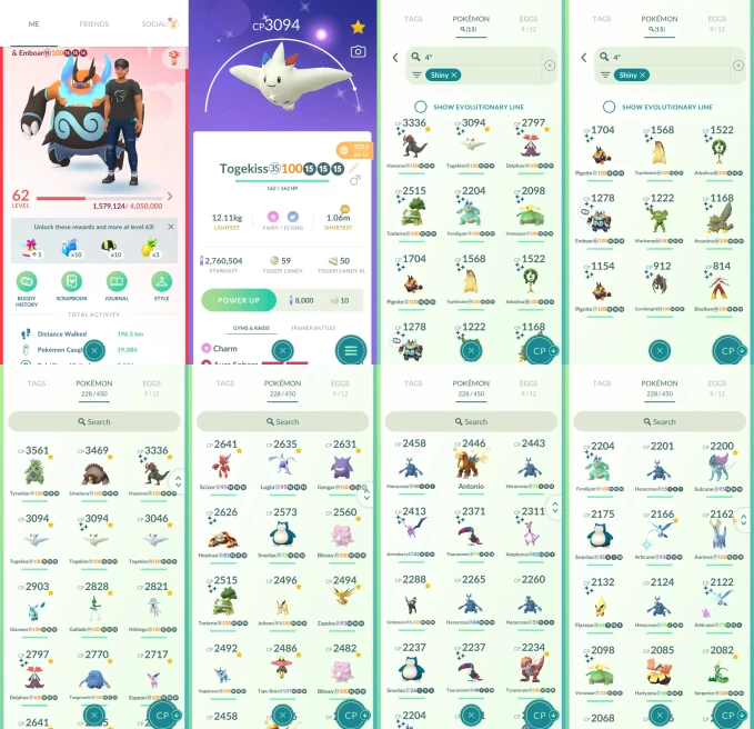 AC1279 -lv 62 Valor | x6 3000CP | x56 2000CP | x13 Legendary | x15 SHUNDO | x84 shiny | x65 100IV | All eevee 4* flower evolutions | Shundo Blaz