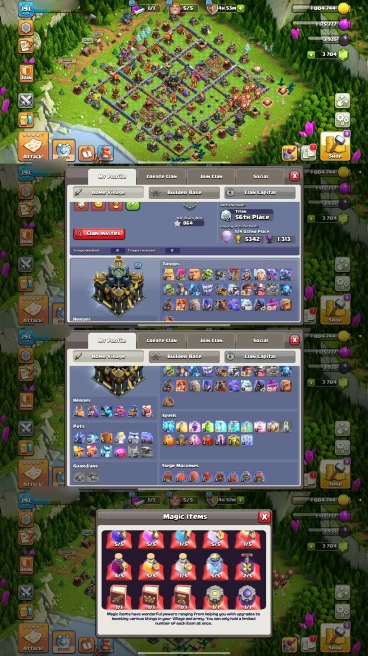 AR267- TH17 Near Max | XP 191 | BK63 AQ84 MP40 GW50 RC30 | +3704 Gems & 500 NC | 6 Epic Equipment | 100% Secure SCID | iOS & Android