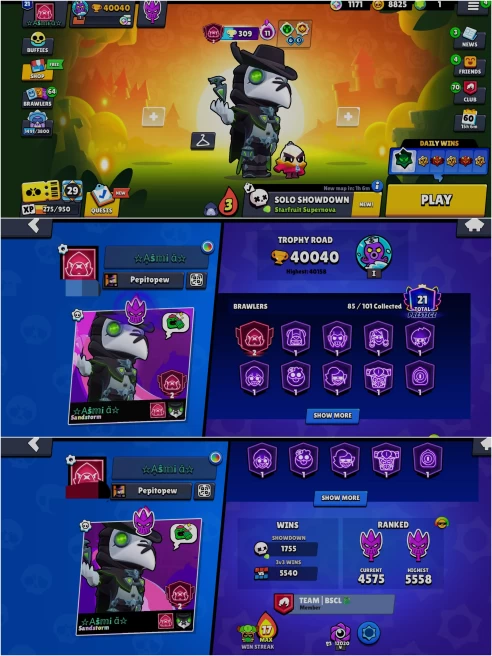 SEXXY BS 40k TROPHY, 85/101 UNLOCKED,13 HYPERCHARGED,7 MAXED,127 OP SKINS [1 MYTHIC+2 LEGENDARY+1 HYPERCHARGED],352 PINS,240 ICON,99 SPRAYS
