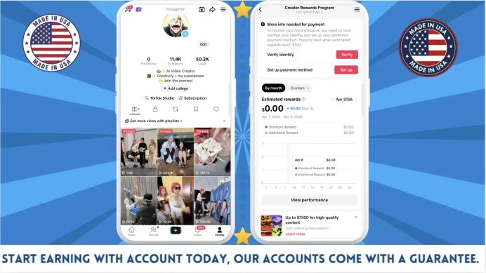 100% Monetized USA Account Creator Rewards Program Active | 11k Real Followers & 50k Likes | Real Screenshots + Full Access + Good Standing