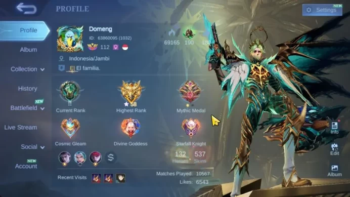 Hero 132|Skin 537|High Glory 58|Legend[Alucard,Gusion,Lunox,Granger],JJK[Xavier,Julian],HXH Harith,etc|TakeEmail|(MLBB2121)