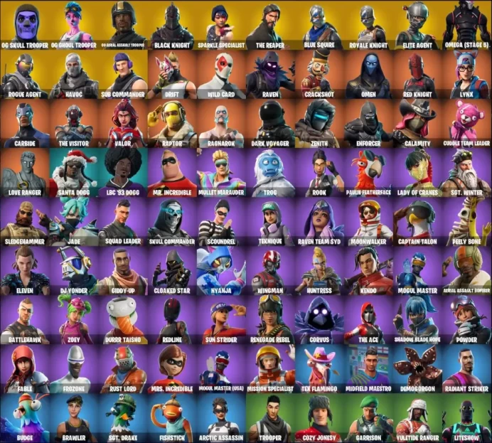  TRIPLE OG  | OG GHOUL TROOPER | OG AERIAL ASSAULT TROOPER | OG SKULL TROOPER | 90 skins | Black Knight 