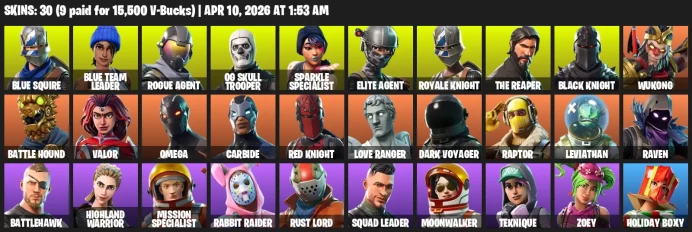 30 skins | Og skull trooper + Black Knight