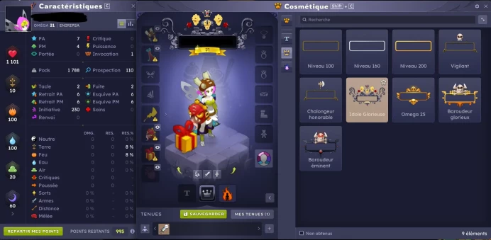 SOLD! 7 Personnage Niv.200 - 199 Omega Parcho All element Serveur {Brial - Tylezia } never authenticated Full apparat + Dofus + Ornement + Title