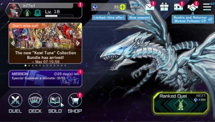 Lv 18 | 20 Deck |VSK9,Dracotail Maid,Dragonmaid,Lunalight,yummys,TimeLord,Etc|Ranked Available|Konami|CE ON|Check SS(YMD1005)