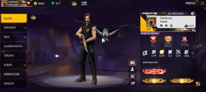 Indonesia|M1887 Emerald Power,Gurun Pasir|XM8 Destiny Guardian|Naruto+JJK Bundle|184 Vault+75 Bundle |Log Google(FF1435)