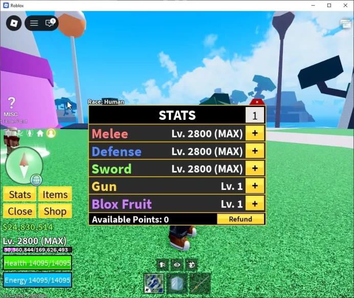 Blox Fruit|Max Lv+ GodHuman&Ice|24M Beli 49K Frag|2 Myth Weap (HollowScythe,Skull Guitar) 2 Myth Fruit|Human VI|TakeMail|RBL928