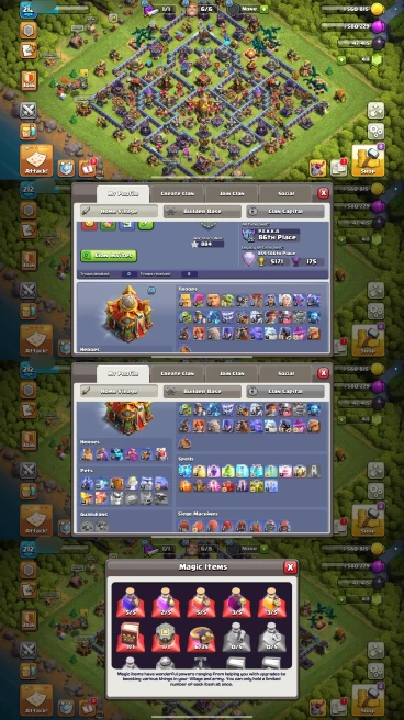 AR272- TH16 Near Max | XP 212 | BK90 AQ90 MP70 GW65 RC41 | 3 Heroes Skins & 9 Epic Equipment | 100% Secure SCID | iOS & Android