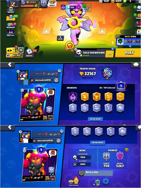 SEXXY BS 32.1k TROPHY, 88/101 UNLOCKED,15 HYPERCHARGED, 2 MAXED,166 OP SKINS [2 MYTHIC+2 LEGENDARY] ,427 PINS, 265 ICON,114 SPRAYS
