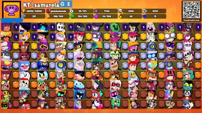 49K Trophies LVL182 | 99/101 Brawlers | 42 Max Brawlers - 34 Hypercharges | 262 Skins | 687 Pins | 373 Icons |Legendary, Max Power, Rank 35 rank