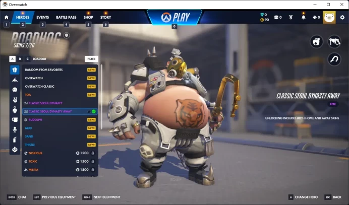CLASSIC SEOUL DYNASTY AWAY / 2 Gold Weapons / Full Mail Access / see the picture / Please Read Description  / AngelK