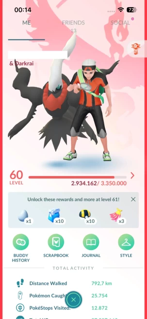 Level 60, 50 Shiny, 51 Legendary, 14 IV 100, 3 Shiny Legendary, 2 Shadow Legendary