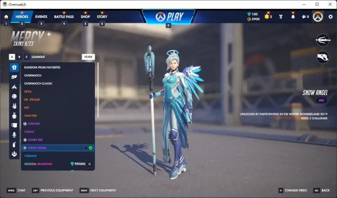 100 MYTHIC PRISMS / DOOMFIST / Snow Angel / MERCY / Full Mail Access / see the picture / Please Read Description / newbe