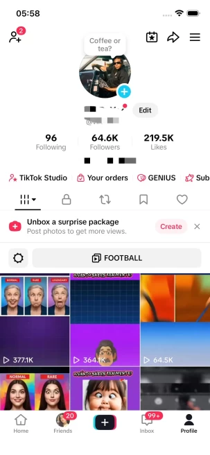 Instanly Delivery/ USA Monetized 64K Real Followers+210K Real Likes Account/ Creator Rewards Program Activated/ Full Access