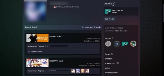 8 Level Steam_ +5 other games_Last Online 3 year ago< 30-Day Warranty >_ 2017, 2018, 2019 Service Medal _5,10Y, Global, Loyalty_1072hrs`