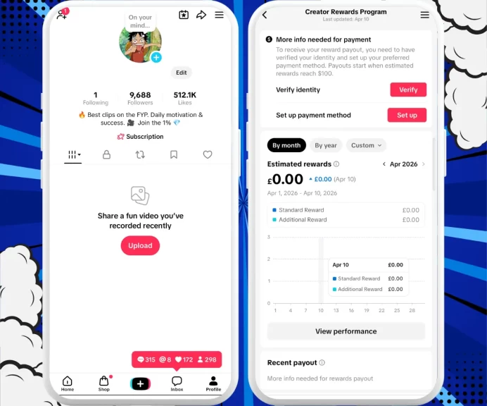 [United Kingdom] Monetized Creator Rewards Program Account | 9K Authentic Followers & 512K Likes | Verified Screenshots + Acc in Good Standing