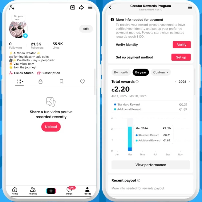 [Discounted] France Monetized Creator Rewards Program Account | 21K Followers & 55K Likes | Verified Screenshots + Instant Delivery