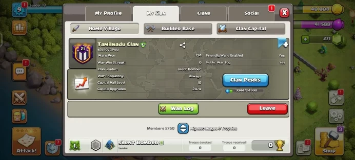 Level 21 [] Capital 10 All Trops Max [] Super Clan [] Fast Delivery    