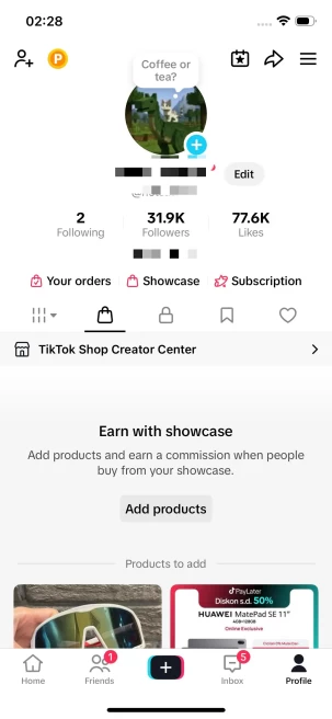 Instanly Delivery/ 31K Real Followers+70K Real Likes/ Tiktok Shop For Creator/ Live Stream/ Full Access