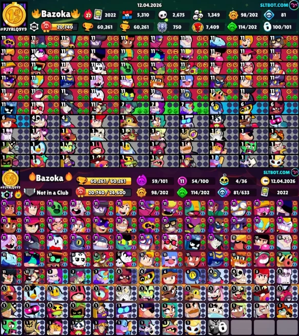 Trophy 60K [Legendary Rank Hit] [] Brawler Max 53x [] 100x Brawler Unlock [] Hyper 36x [] Total Collection-303x-Skins