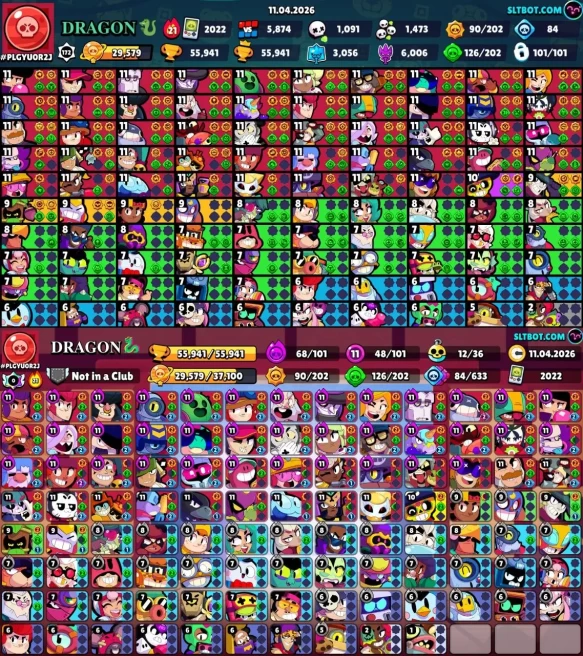 BS [All 101x Brawler] | Trophy 55k | Max-48-Brawler | Hyper-38-Brawler | Total Skins 290x | Player Icones 390 | BEST-DEA