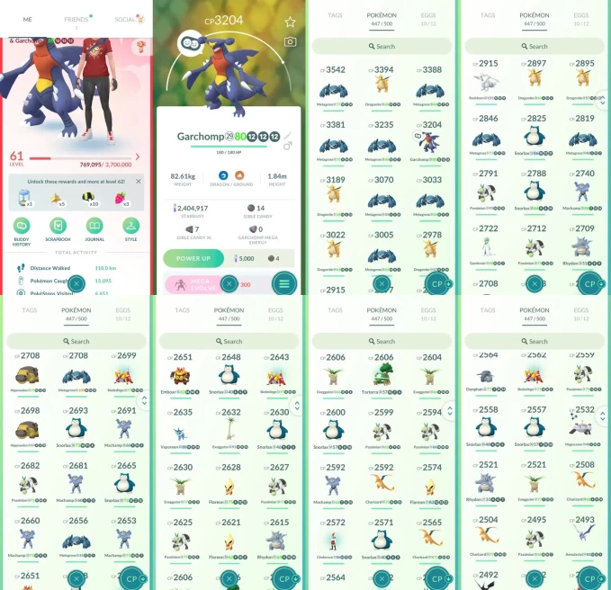 AC1419 -lv 61 Valor | x11 3000CP | x197 2000CP | x7 Legendary | x35 shiny | x26 100IV | 3000CP+ x7 Metagross x3 Dragonite Garchomp | shiny Garde
