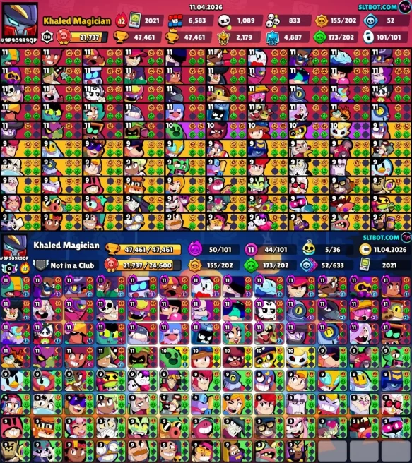 All Brawler Available [] Trophy 47k [Billing 20k] [] Max Brawler 44 [] Hyper 50x Available Make [] Skins 280 [] Android/IOS