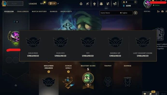 【LAN 】Level 34 22 Champ/ 0 Skins Full Access High Quality Account Instant Delivery️