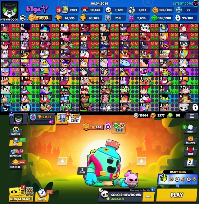 Trophy 61K ■ Brawler 100 ■ Max 40 ■ Hyper 30 ■ Profile icones 484 ■ Skins 285 ■ Old Best Account ■ Instant Delivery